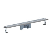 Трап линейный из нержавеющей стали АНИ Пласт TLZ2485M DN50 с комбинированным затвором матовой решёткой Бимс 850х65 мм