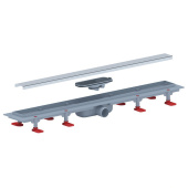 Трап линейный пластиковый АНИ Пласт TLQ1175M DN40 с сухим затвором и матовой решёткой Штиль 750х62 мм