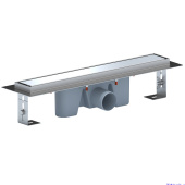 Трап линейный из нержавеющей стали АНИ Пласт TLZ2145G DN50 с комбинированным затвором глянцевой решёткой Штиль 450х65 мм