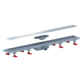 Трап линейный пластиковый АНИ Пласт TLQ1385G DN40 с сухим затвором и глянцевой решёткой Бриз 850х62 мм