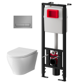 Набор инсталляции 40 см АНИ Пласт WN4 1411 Breeze с безободковым унитазом, с сиденьем микролифт, хром матовый клавишей WP1411