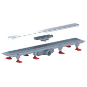 Трап линейный пластиковый АНИ Пласт TLQ1165G DN40 с сухим затвором и глянцевой решёткой Штиль 650х62 мм