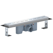 Трап линейный из нержавеющей стали АНИ Пласт TLZ2545G DN50 с комбинированным затвором и глянцевой решёткой Киль 450х65 мм