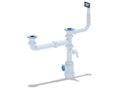 Сифон для мойки АНИ Грот A7200S двойной смещенный с отводом для стиральной машины и гибким переливом 1 1/2 дюйма 40 мм