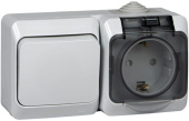 Блок ОП Этюд (1-кл. выкл. + евророз. защ. шторки) IP44 сер. SchE BPA16-241C