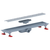 Трап линейный пластиковый АНИ Пласт TLQ1355M DN40 с сухим затвором и матовой решёткой Бриз 550х62 мм