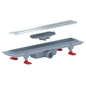 Трап линейный пластиковый АНИ Пласт TLQ1245G DN40 с сухим затвором и глянцевой решёткой Риф 450х62 мм