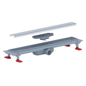 Трап линейный пластиковый АНИ Пласт TLQ1155M DN40 с сухим затвором и матовой решёткой Штиль 550х62 мм