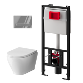 Набор инсталляции 50 см АНИ Пласт WN5 G1411G Breeze с безободковым унитазом, с сиденьем микролифт, хром глянец клавишей WPG1411G