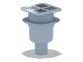 Трап вертикальный регулируемый АНИ Пласт TA5714M слив 50 мм с решеткой из нержавеющей стали 120х120 мм с обрешеткой
