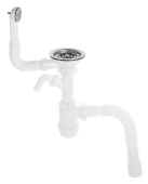 Сифон для мойки АНИ Пласт Грот A1042SA15 3 1/2 дюйма 40 мм с гибким переливом и отводом для стиральной машины