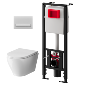 Набор инсталляции 40 см АНИ Пласт WN4 1400 Breeze с безободковым унитазом, с сиденьем микролифт, белый матовый клавишей WP1400