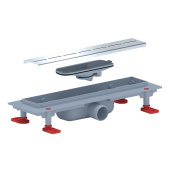 Трап линейный пластиковый АНИ Пласт TLQ1535G DN40 с сухим затвором и глянцевой решёткой Киль 350х62 мм