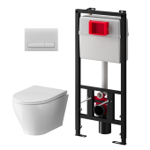 Набор инсталляции 50 см АНИ Пласт WN5 1400 Breeze с безободковым унитазом, с сиденьем микролифт, белый матовый клавишей WP1400