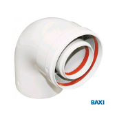 Колено коаксиальное 90гр. BAXI полипропиленовое, диам. 80/125 для конденс. котлов