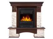 Портал Firelight Pietra Classic камень белый, шпон темный дуб