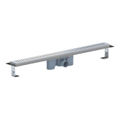 Трап линейный из нержавеющей стали АНИ Пласт TLZ2485G DN50 с комбинированным затвором глянцевой решёткой Бимс 850х65 мм