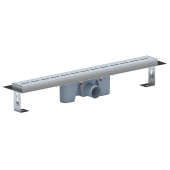 Трап линейный из нержавеющей стали АНИ Пласт TLZ2565M DN50 с комбинированным затвором и матовой решёткой Киль 650х65 мм