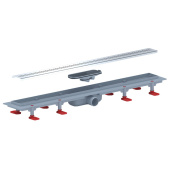 Трап линейный пластиковый АНИ Пласт TLQ1275G DN40 с сухим затвором и глянцевой решёткой Риф 750х62 мм