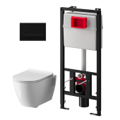 Набор инсталляции 50 см АНИ Пласт WN5 1433 Art с безободковым унитазом, с сиденьем микролифт, черный матовый клавишей WP1433