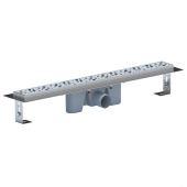 Трап линейный из нержавеющей стали АНИ Пласт TLZ2365M DN50 с комбинированным затвором матовой решёткой Бриз 650х65 мм