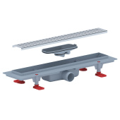 Трап линейный пластиковый АНИ Пласт TLQ1445M DN40 с сухим затвором и матовой решёткой Бимс 450х62 мм