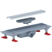 Трап линейный пластиковый АНИ Пласт TLQ1135M DN40 с сухим затвором и матовой решёткой Штиль 350х62 мм