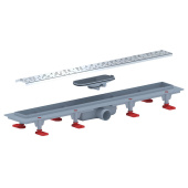 Трап линейный пластиковый АНИ Пласт TLQ1365G DN40 с сухим затвором и глянцевой решёткой Бриз 650х62 мм