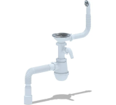 Сифон для мойки АНИ Пласт Грот A1042SP15 3 1/2 дюйма 40 мм с гибким переливом и отводом для стиральной машины