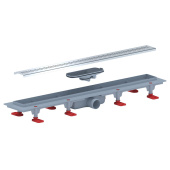 Трап линейный пластиковый АНИ Пласт TLQ1265G DN40 с сухим затвором и глянцевой решёткой Риф 650х62 мм