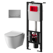 Набор инсталляции 40 см АНИ Пласт WN4 1411 Art с безободковым унитазом, с сиденьем микролифт, хром матовый клавишей WP1411