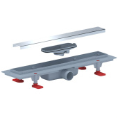 Трап линейный пластиковый АНИ Пласт TLQ1145G DN40 с сухим затвором и глянцевой решёткой Штиль 450х62 мм