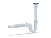 Сифон для раковины АНИ Пласт DB1005 1 1/4 дюйма 32 мм прямоточный с гибкой трубой 32х32 мм