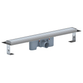 Трап линейный из нержавеющей стали АНИ Пласт TLZ2165M DN50 с комбинированным затвором матовой решёткой Штиль 450х65 мм