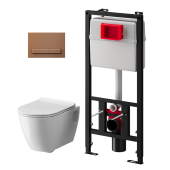 Набор инсталляции 50 см АНИ Пласт WN5 1488 Art с безободковым унитазом, с сиденьем микролифт, медь матовая WP1488