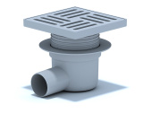 Трап горизонтальный регулируемый АНИ Пласт TA5610 выпуск 50 мм с решеткой из пластика 150х150 мм
