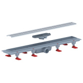 Трап линейный пластиковый АНИ Пласт TLQ1265M DN40 с сухим затвором и матовой решёткой Риф 650х62 мм