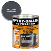 ГРУНТ- ЭМАЛЬ ПО РЖАВЧИНЕ "DALI"  3 В 1 СЕРЫЙ ГРАФИТ (RAL 7024)  2 Л