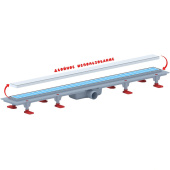 Трап линейный пластиковый АНИ Пласт TLQ1085 DN40 с сухим затвором и матовой решёткой под плитку МОЛ 850х62 мм