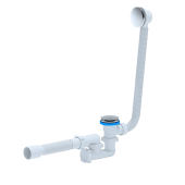 Сифон для ванны АНИ Пласт EC250G 1 1/2 дюйма 40 мм с выпуском клик-клак, переливом грибок и гибкой трубой 40/50 мм