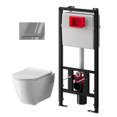 Набор инсталляции 50 см АНИ Пласт WN5 G1411G Art с безободковым унитазом, с сиденьем микролифт, хром глянец клавишей WPG1411G