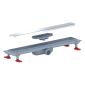 Трап линейный пластиковый АНИ Пласт TLQ1155G DN40 с сухим затвором и глянцевой решёткой Штиль 550х62 мм