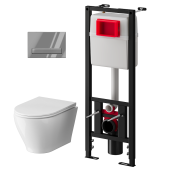 Набор инсталляции 40 см АНИ Пласт WN4 G1411G Breeze с безободковым унитазом, с сиденьем микролифт, хром глянец клавишей WPG1411G