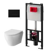 Набор инсталляции 50 см АНИ Пласт WN5 1433 Breeze с безободковым унитазом, с сиденьем микролифт, черный матовый клавишей WP1433