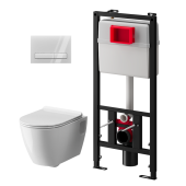 Набор инсталляции 50 см АНИ Пласт WN5 G1400G Art с безободковым унитазом, с сиденьем микролифт, белый глянец клавишей WPG1400G