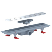 Трап линейный пластиковый АНИ Пласт TLQ1545G DN40 с сухим затвором и глянцевой решёткой Киль 450х62 мм