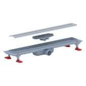 Трап линейный пластиковый АНИ Пласт TLQ1255M DN40 с сухим затвором и матовой решёткой Риф 550х62 мм