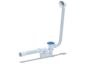 Сифон для ванны АНИ Пласт EC255 1 1/2 дюйма 40 мм клик-клак с переливом и гибкой трубой 40х50 мм