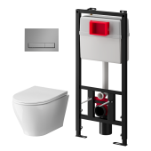 Набор инсталляции 50 см АНИ Пласт WN5 1411 Breeze с безободковым унитазом, с сиденьем микролифт, хром матовый клавишей WP1411