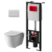 Набор инсталляции 40 см АНИ Пласт WN4 1400 Art с безободковым унитазом, с сиденьем микролифт, белый матовый клавишей WP1400